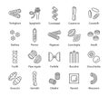 Pasta icon flat set. Line sign italian pasta for web design