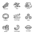 Pasta icon set, outline style Royalty Free Stock Photo