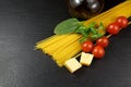 Pasta with ingredients preparation