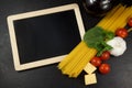 Pasta with ingredients preparation