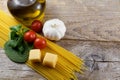 Pasta with ingredients preparation