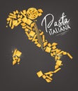 Pasta italiana map poster grey