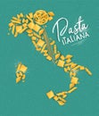Pasta italiana map poster turquoise