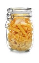 Pasta jar on white Royalty Free Stock Photo