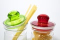 Pasta in a jar isolated in a white background Royalty Free Stock Photo