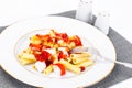 Pasta with Ketchup and Crab Sticks Royalty Free Stock Photo