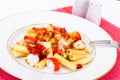 Pasta with Ketchup and Crab Sticks Royalty Free Stock Photo