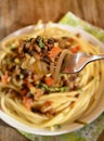 Pasta with lentil bolognese Royalty Free Stock Photo