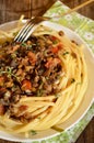 Pasta with lentil bolognese Royalty Free Stock Photo