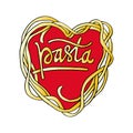 Pasta lettering on heart shape. Hand lettering quote for your design Royalty Free Stock Photo