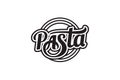 pasta lettering logo. pasta logo with a combination of beautiful lettering and circular pasta in a retro style Royalty Free Stock Photo