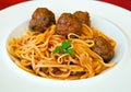 Pasta Linguine with meatballs and tomato sauce