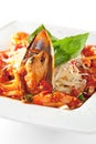 Pasta - Linguine with Seafood Royalty Free Stock Photo
