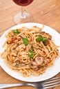 Pasta Linguine Vongole with Seafood Royalty Free Stock Photo