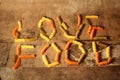 Pasta - Love Food - on stone background Royalty Free Stock Photo