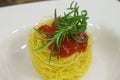 Pasta macaroni with herb rosemary Royalty Free Stock Photo