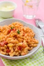 Pasta macaronis stortini coquillettes with tomato and cheese sauce Royalty Free Stock Photo