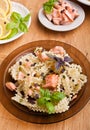 Pasta mafalde with salmon