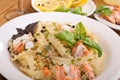 Pasta mafalde with salmon