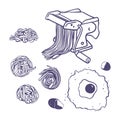 Pasta making machine hand drawn illustration Royalty Free Stock Photo