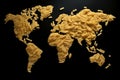 Pasta Map, World Map Made of Macaroni, Pastas Countries, Abstract Generative AI Illustration