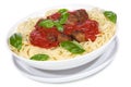 Pasta with meatballs and basil with tomato sauce Royalty Free Stock Photo