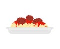 Pasta with meatballs isolated. Food vector illustration Royalty Free Stock Photo