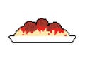 Pasta with meatballs pixel art 8 bit. Food pixelated vector illustration Royalty Free Stock Photo