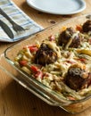 Pasta and meatballs with vegetables Royalty Free Stock Photo