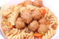 Pasta with meatballs and vegetables Royalty Free Stock Photo