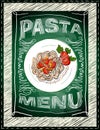 Pasta menu green board chalk template