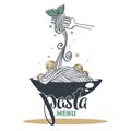 Pasta Menu, hand drawn sketch with lettering composition for you Royalty Free Stock Photo