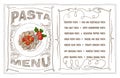 Pasta menu list design template, hand drawn