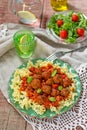 Pasta with mini meatballs with tomato sauce Royalty Free Stock Photo