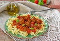 Pasta with mini meatballs with tomato sauce Royalty Free Stock Photo