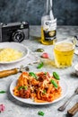 Pasta with mini meatballs Royalty Free Stock Photo