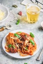 Pasta with mini meatballs Royalty Free Stock Photo