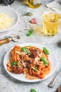 Pasta with mini meatballs Royalty Free Stock Photo