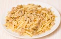 Pasta with mushroom and minced meat Royalty Free Stock Photo