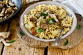 Pasta with mushrooms, cabbage and caraway Royalty Free Stock Photo