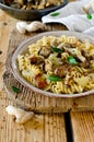 Pasta with mushrooms, cabbage Royalty Free Stock Photo