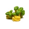 Pasta nests mix with basil leaf