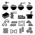 Pasta, noodles, spaghetti - Italian food icons set