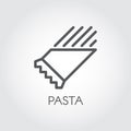 Pasta in package line icon. Symbol of floury meal. Italian dish. Spaghetti or macaroni outline pictograph. Food logo Royalty Free Stock Photo