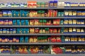Pasta Packaging Planogram on shelf in a supermarket Royalty Free Stock Photo