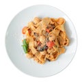 Pasta pappardelle with chicken meatballs