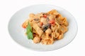 Pasta pappardelle with chicken noisettes