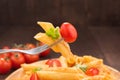 Pasta penne with tomato sauce, Italian food Royalty Free Stock Photo