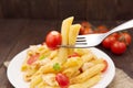 Pasta penne with tomato sauce, Italian food Royalty Free Stock Photo