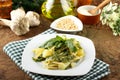 Pasta with pesto, green beans and potatoes Royalty Free Stock Photo